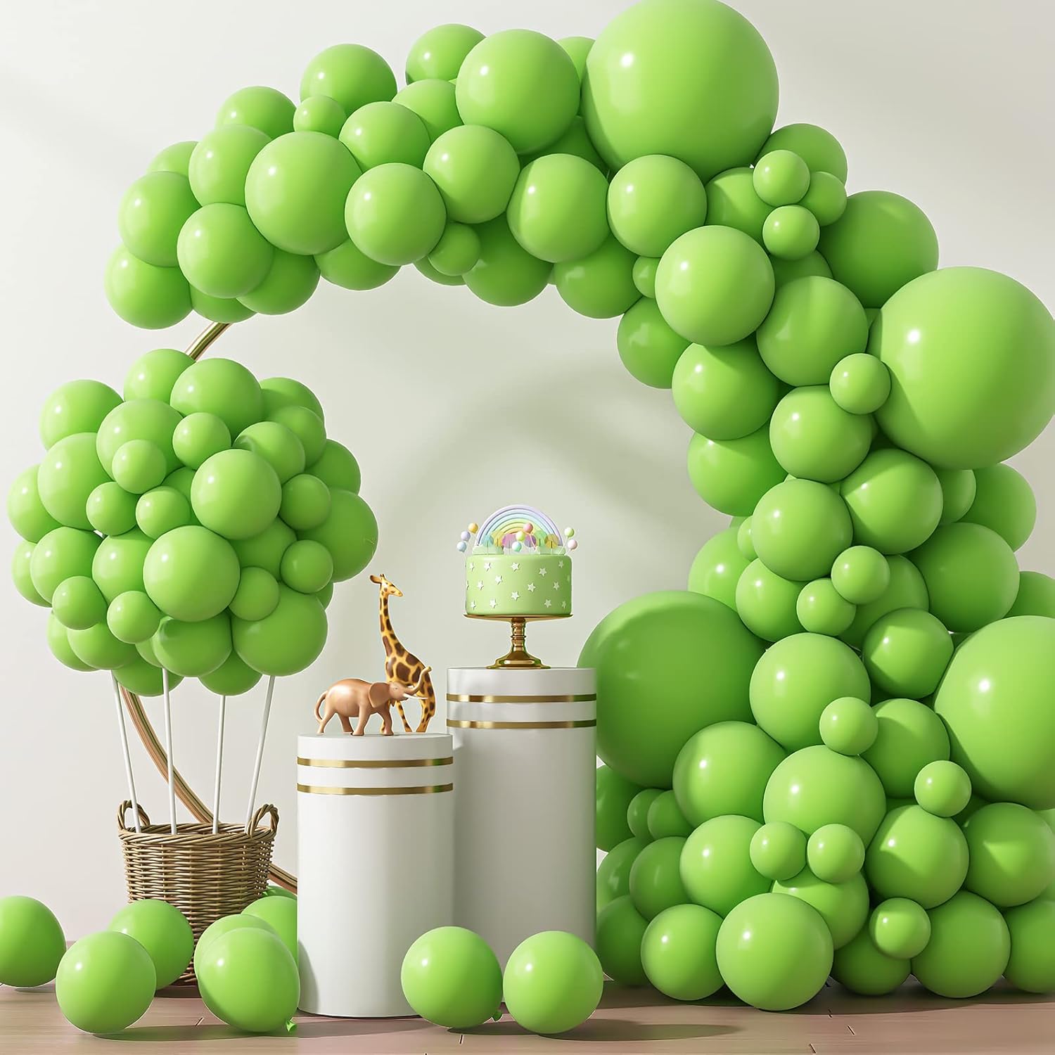 RUBFAC Lime Green Balloons - 129pcs Neon Latex Balloon Garland Kit for Birthday & Baby Shower Decor