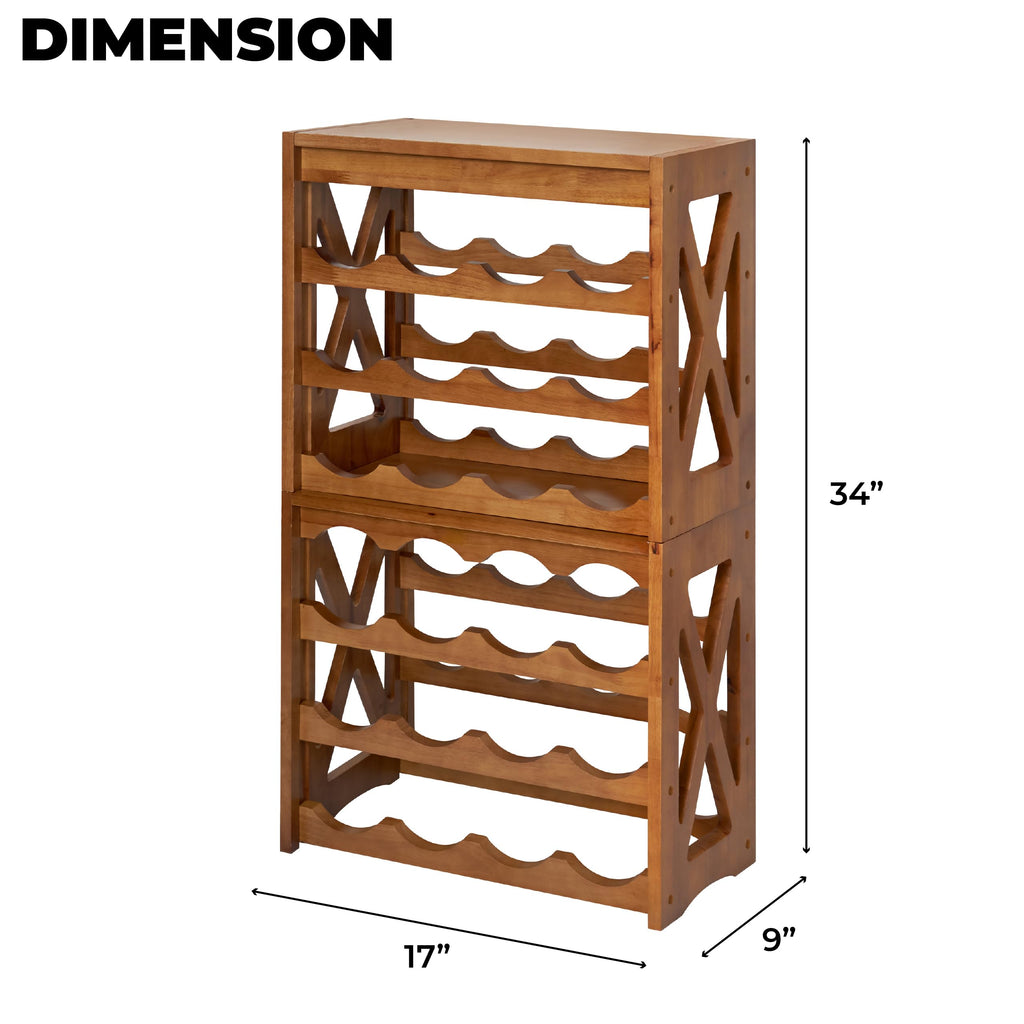 Wine Rack, Wine Racks Free Standing Floor, Wine Racks Countertop Display Rack with Table Top, Wine Glass Holder for 8 -12 Wine Glasses, Wine Bottle Holder for Kitchen Dining Room Bar (28 bottles)
