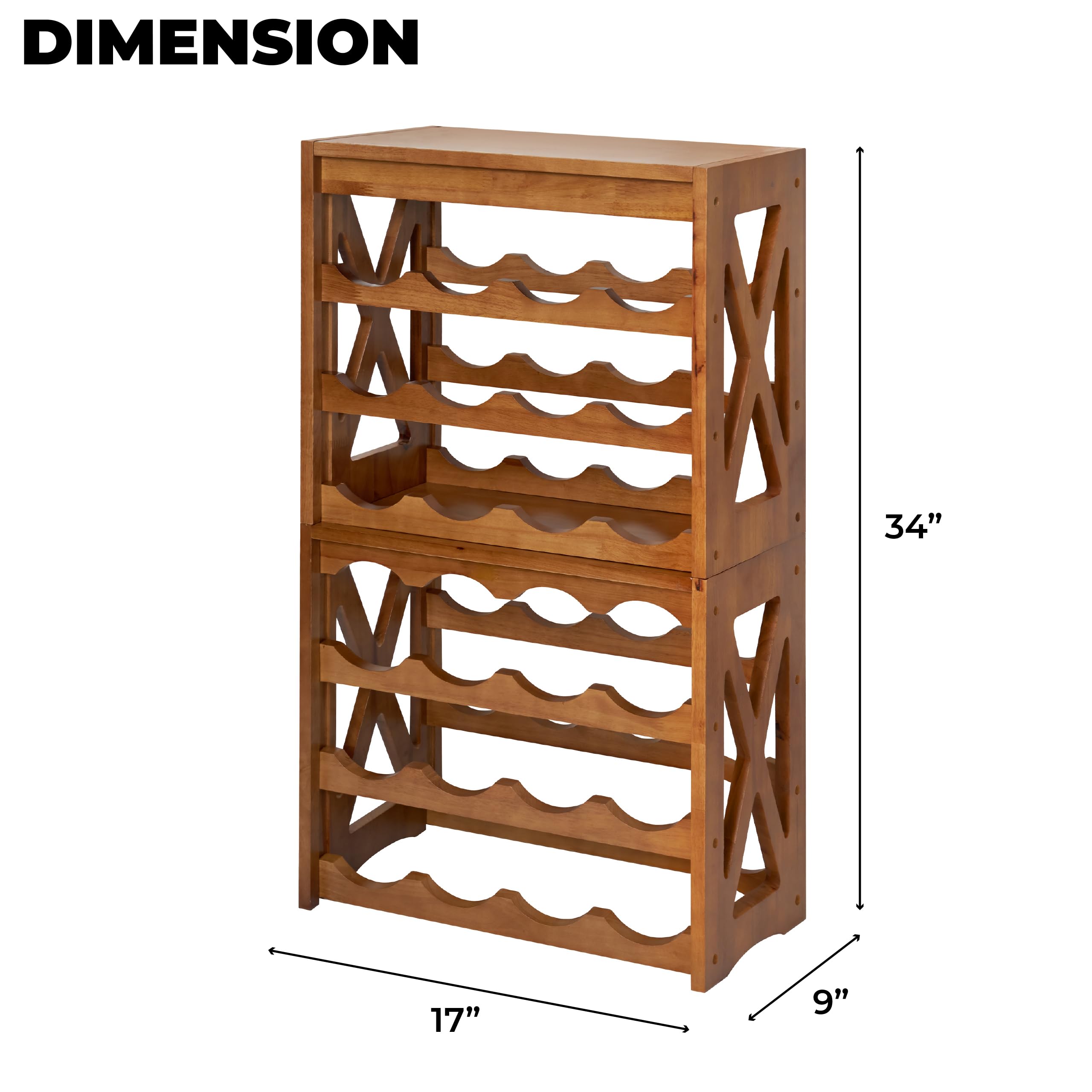 Wine Rack, Wine Racks Free Standing Floor, Wine Racks Countertop Display Rack with Table Top, Wine Glass Holder for 8 -12 Wine Glasses, Wine Bottle Holder for Kitchen Dining Room Bar (28 bottles)