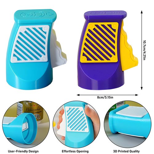 3D Printed Beverage Can Opener - Quick and Easy Tool for Beer, Soda, and Pull-Tab Cans - for Women with Long or Acrylic Nails (Blue)