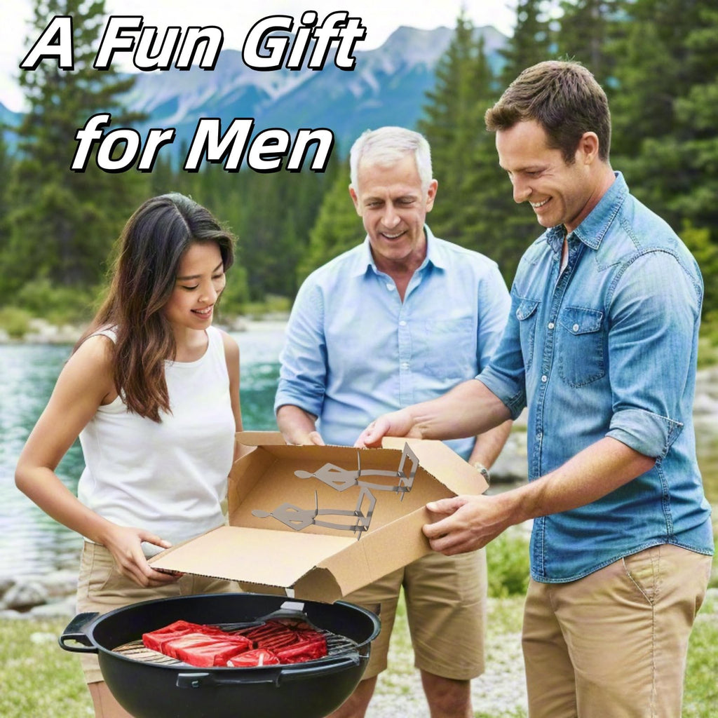 SWASEADA 5 PCS Funny BBQ Stand Man Hot Dog Holder | Creative Sausage Rack for Grill | Reusable Stainless Steel Standing Man Weiner Roaster | Metal Hotdog Roasting Sticks for Camping