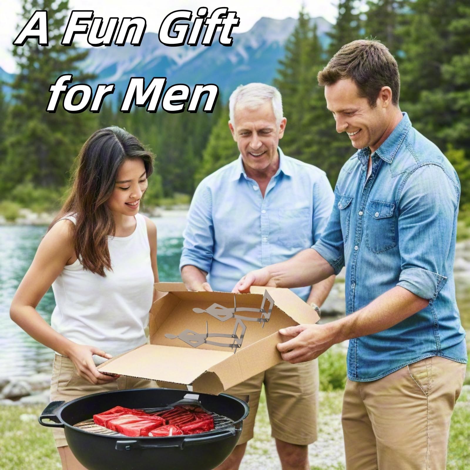 SWASEADA 5 PCS Funny BBQ Stand Man Hot Dog Holder | Creative Sausage Rack for Grill | Reusable Stainless Steel Standing Man Weiner Roaster | Metal Hotdog Roasting Sticks for Camping