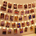 HXWEIYE 50LED Photo String Lights - Warm White 16.4Ft Battery-Powered Fairy Lights with 52 Clips & 10 Hooks for Pictures, Dorms, Parties