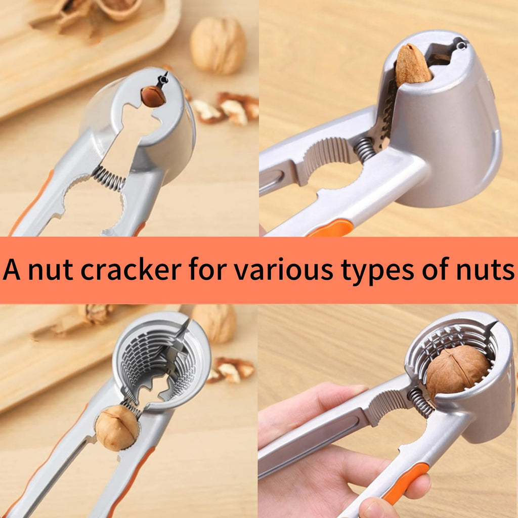 LOCEAST 2 PCS Nut Crackers for All Nuts Heavy Duty Walnut Cracker with Non-Slip Handle Pecan Crackers Tools Funnel Walnut Pliers Nutcracker Pecan Walnut Plier Clip Tool