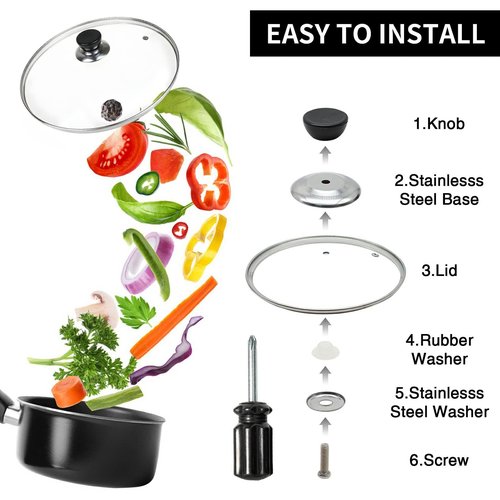 10Inch Glass Lid, Pan Cover, Tempered Glass Pot Lid with Stainless Steel Rim, Shatterproof and Heat Resistant, Clear Universal Cover for Frying Pans, Skillets (10 INCH)