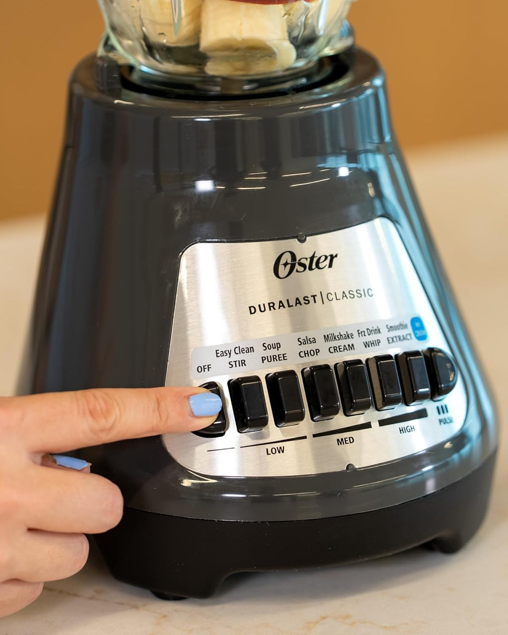 Oster® Classic Series 8-Speed Blender - Versatile 6-Cup Glass Jar - Sleek Gray Design