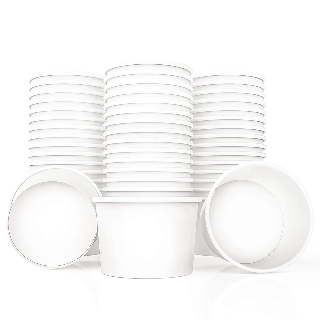 Lakesstory Paper Ice Cream Cups 4oz Small White Dessert Bowls Frozen Yogurt Cup White Dessert Bowls Frozen Dessert Supplies Pack of 50 count