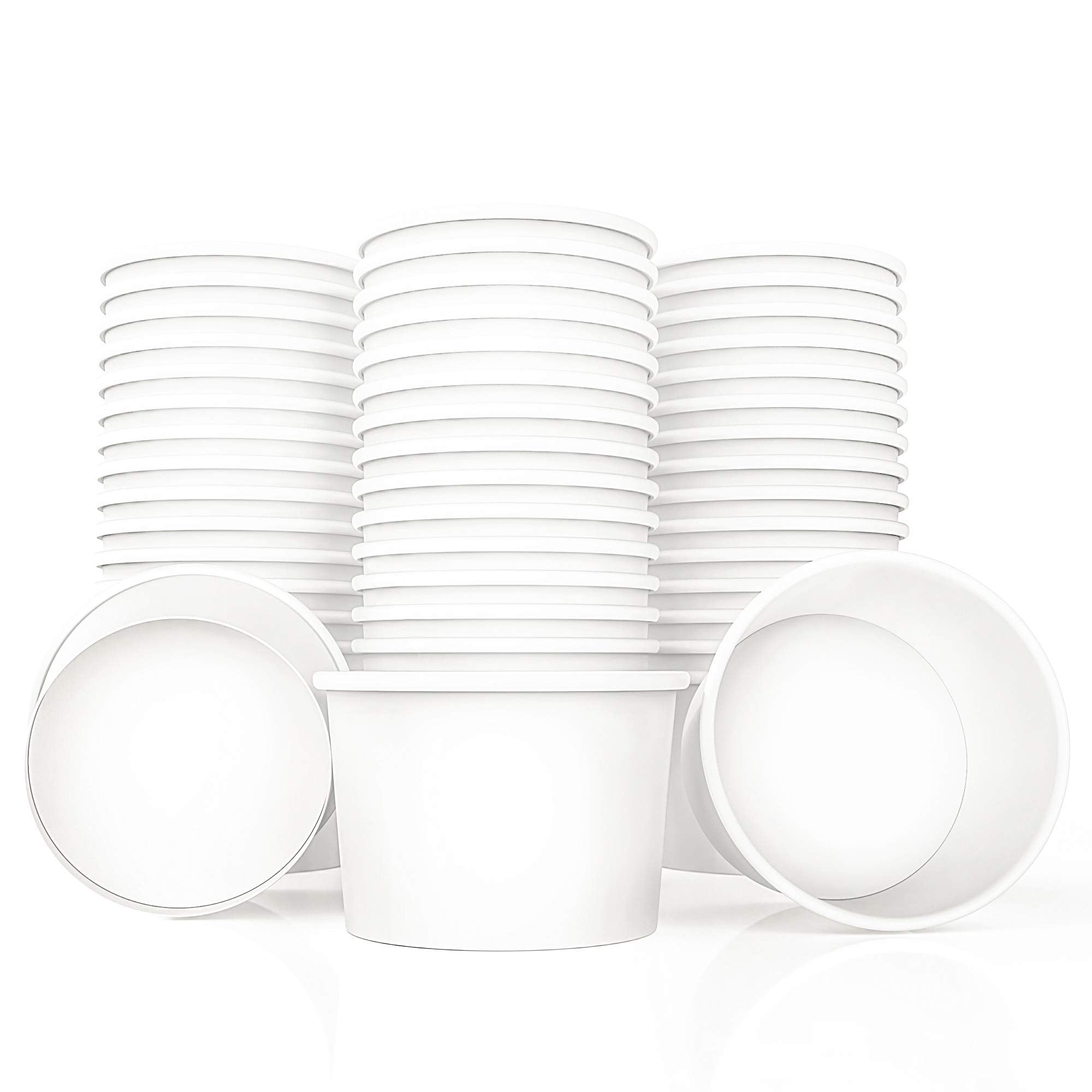 Lakesstory Paper Ice Cream Cups 4oz Small White Dessert Bowls Frozen Yogurt Cup White Dessert Bowls Frozen Dessert Supplies Pack of 50 count