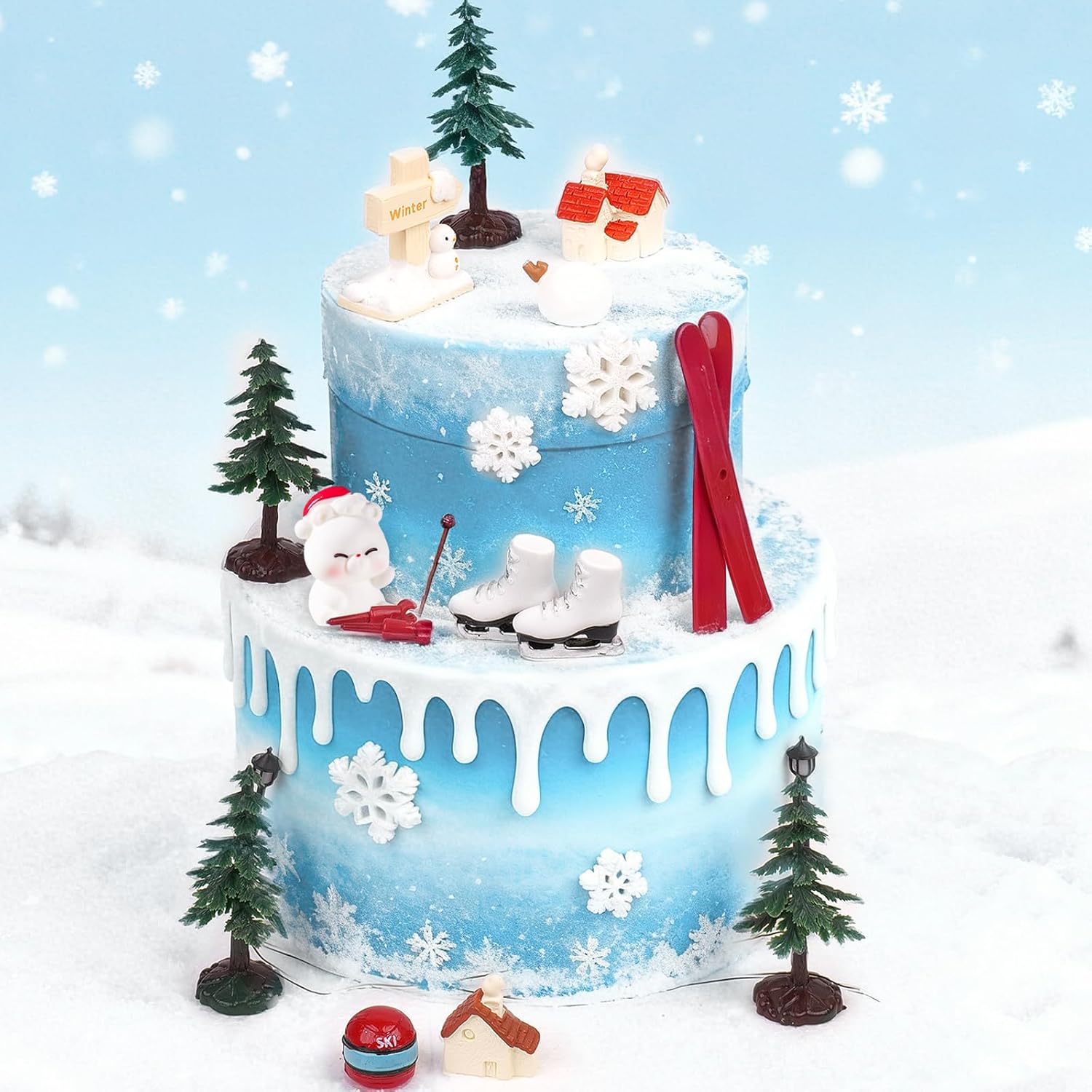 Skiennix 23PCS Ski-Themed Cake Decoration Set - Perfect Birthday Party Supplies