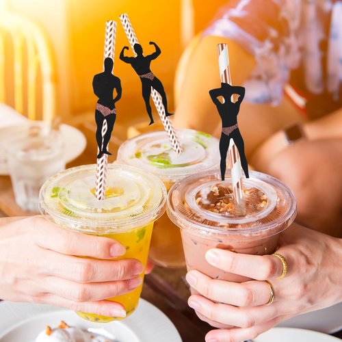 Atiloy 24 PCS Bachelorette Straws Disposable Bachelorette Party Straws Funny Stripper Pole Dancer Drinking Straws for Adult Bachelorette Party Favors Bridal Shower Girls Night