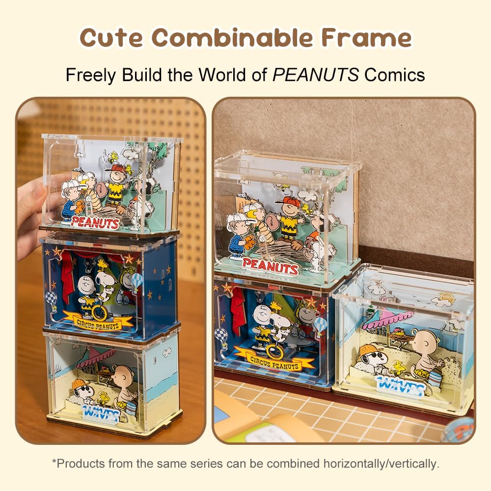 PUREMIND Snoopy Baseball Miniature Wooden Puzzle Kit - Officially Licensed 3D Building Set for Fans