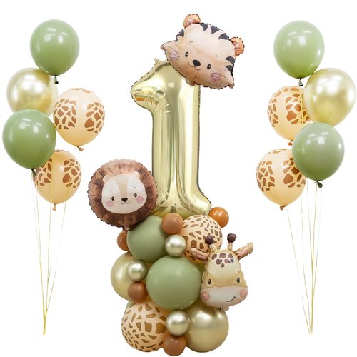 Jungle Safari Birthday Balloons, Wild One Animal Balloons Safari Birthday Party Supplies for Safari Birthday Wedding Shower Party Decorations