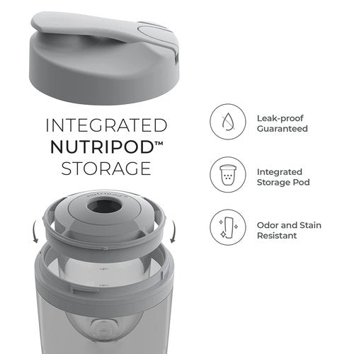 Promixx PRO Shaker Bottle New Edition – Rechargeable, Powerful for Smooth Protein Shakes – includes Supplement Storage, BPA Free, 20oz Cup, Graphite Gray