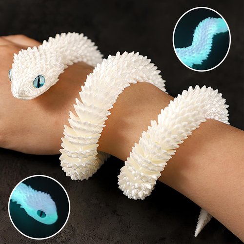 3D Printed Dragon Snake Eggs, Flexible 3D Printed Animal Toys UV Glow in the Dark, Desk Pet for Animal Collectors, Easter Basket Essentials for Teens, Articulated Crystal Dragon Fidget Toys for Adults