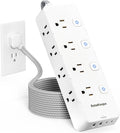 Skiennix 10 Ft Surge Protector Power Strip - 8 AC Outlets & 4 USB Ports with Individual Switches | Flat Plug Extension Cord for Home & Office