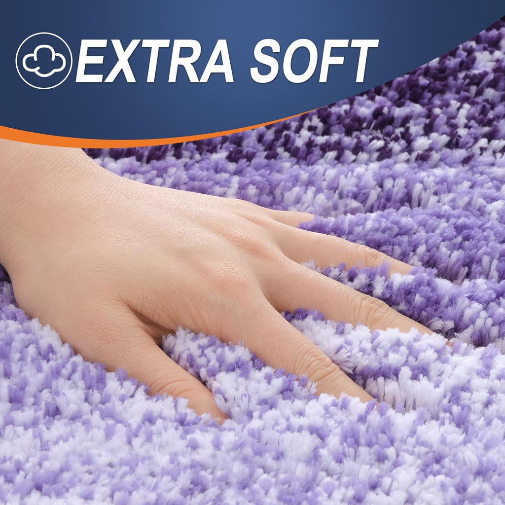 OLANLY Large Bathroom Rug Mat - Extra Soft Microfiber, Quick Dry & Machine Washable | 54x24, Violet