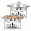 Round Chafing Dishes for Buffet, Stainless Steel Chafing Dish Buffet Set with Glass Lid, Food & Water Pans, Food Warmers Set with Fuel Holder for Weddings Parties Catering Events