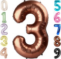 Numbers Balloon - 40 Inch Large Coffee Brown Birthday Decoration for Three Year Old Party