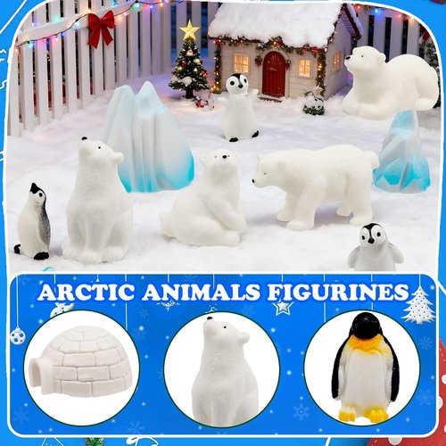 Bbiamsleep Mini Arctic Animal Figurines Set - 65 Pcs Polar Bear & Penguin for Holiday Decor