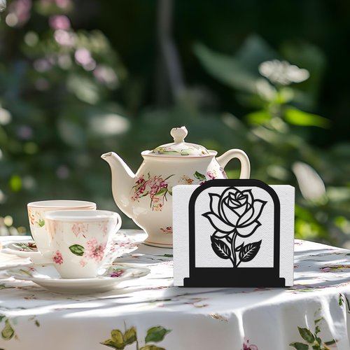 Unique Standing Napkin Holder,Gorgeous Rose Napkin Holders for Paper Napkins,Napkin Holder User-Friendly with Non-Slip Mat,Smooth Edge,Be Used for Dining Table,Shop,Countertop