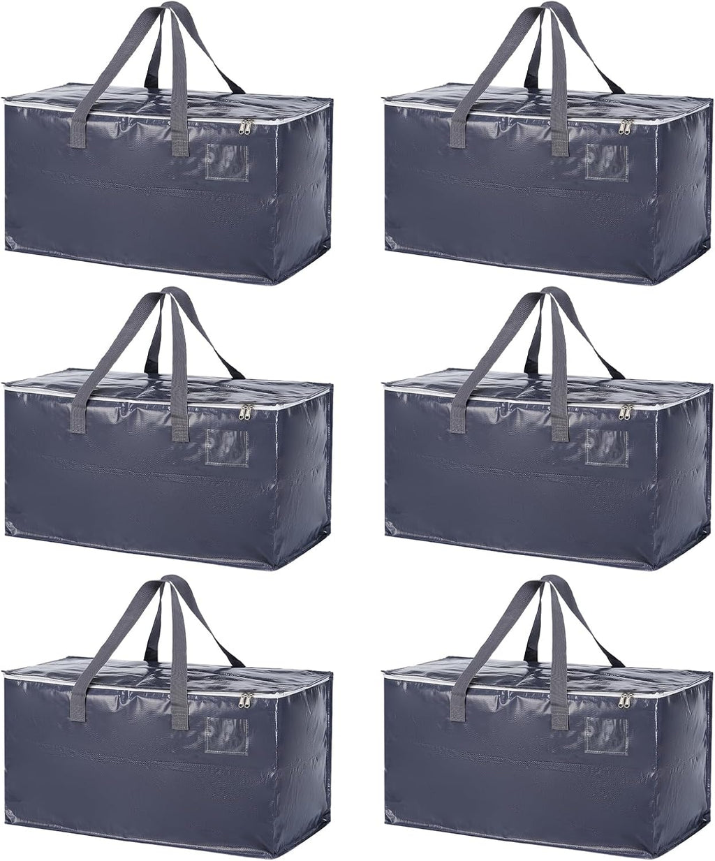 Skiennix Extra Heavy Duty Moving Bags - 6 Pack Large Storage Solutions with Zippers & Handles | Water Resistant, Black