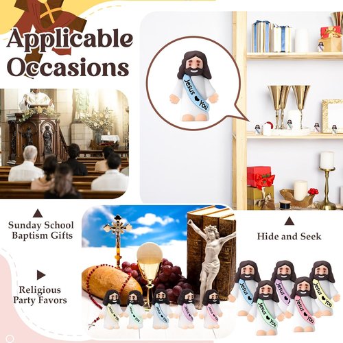 Bememo 25 Pcs Little Jesus Figures - Original Design Mini Rubber Toys for Christmas & Baptism Gifts | Macaron Colors