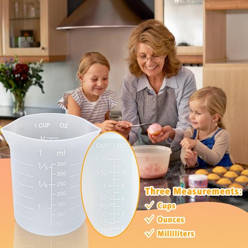 Palksky Silicone Chocolate Melting Cup Set with 4 Silicone Measuring Cups (250ml & 350ml) and 4PCS Heat-Resistant Jar Spatulas, Non-Stick Baking Tools for DIY Chocolate, Butter & Cream Mixing