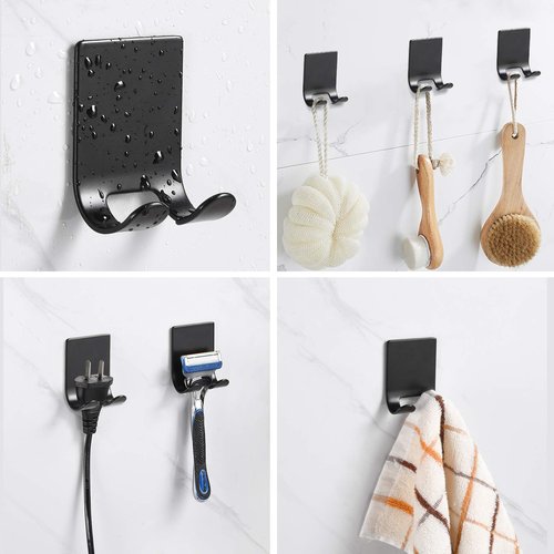 Luckyiren Razor Holder Shaver Hook Hanger Stand for Shower (6 Pack) Self Adhesive Stainless Steel Heavy Duty Utility Storage, Bathroom Kitchen Organizer for Plug Robe Towel Loofah Bathrobe Coat