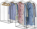 Skiennix Thickened Clear Garment Bags - 4 Pack Hanging Clothes Storage (40 & 50 Inch) | 10" Gusseted Design for Shirts, Coats, Dresses