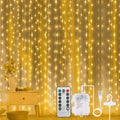 AOMIG Fairy Curtain Lights - 300 LED Warm White String Lights | 9.8x9.8Ft Waterproof with Remote Control
