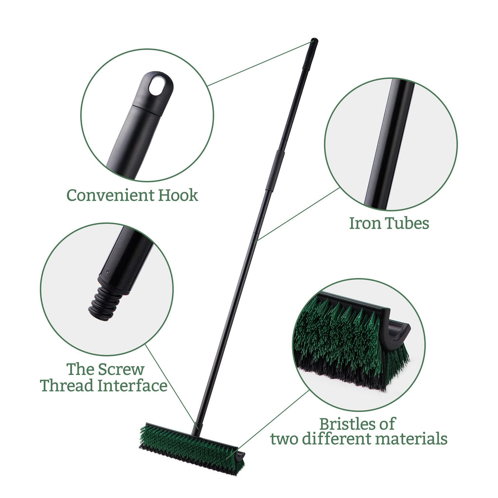 Eyliden Double-Sided Floor Scrub Brush, 65.5'' Long Handle, V-Shaped Head Brushes for Crevice and Corner Cleaning, No-Scratch Effortless Grout Brush for Floor Joint Tile Seams Bathroom Kitchen