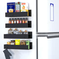 Global Digitronix Metal Magnetic Spice Rack for Refrigerator – 4 Pack Strong Magnet Organizer Shelves with Notepad – Black Heavy-Duty Spice Storage for Kitchen, Pantry, Laundry, Apartment, RV