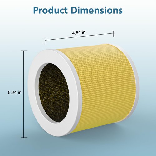 2 Pack A1 Pet Replacement Filter Compatible with VEWIOR Air Purifier HQSC-50, HQKJ-80, AMEIFU AP01W, 3-in-1 HEPA Air Cleaner Filter, Yellow