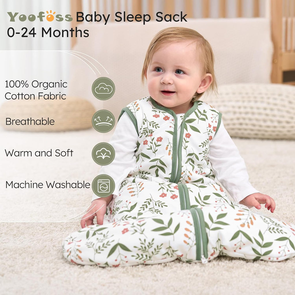 Yoofoss Baby Sleep Sack - 1.5 Tog Wearable Blanket for 12-18 Months | 100% Organic Cotton, Warm & Comfy