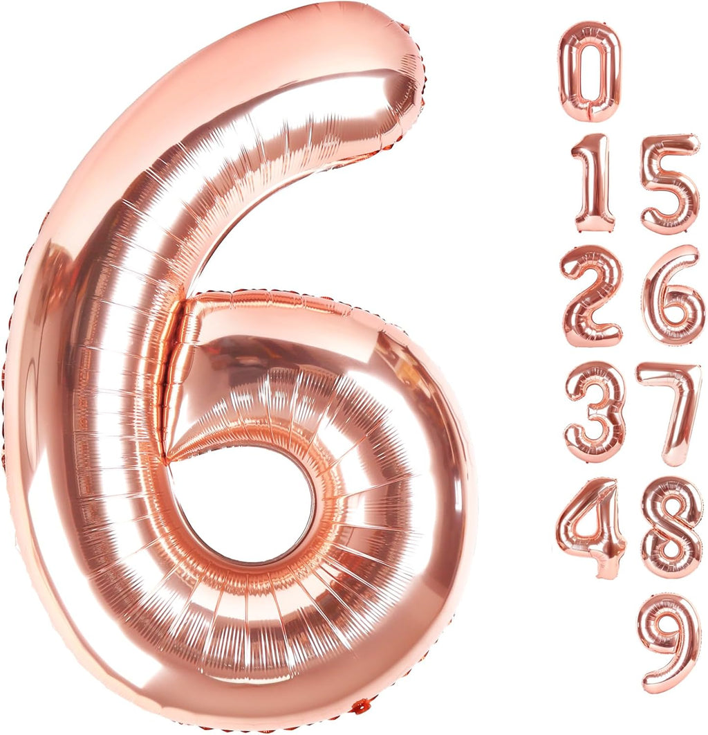 Number 6 Balloon - 40 Inch Rose Gold Birthday Decoration for Men & Women | Perfect for 6th Birthday Celebrations