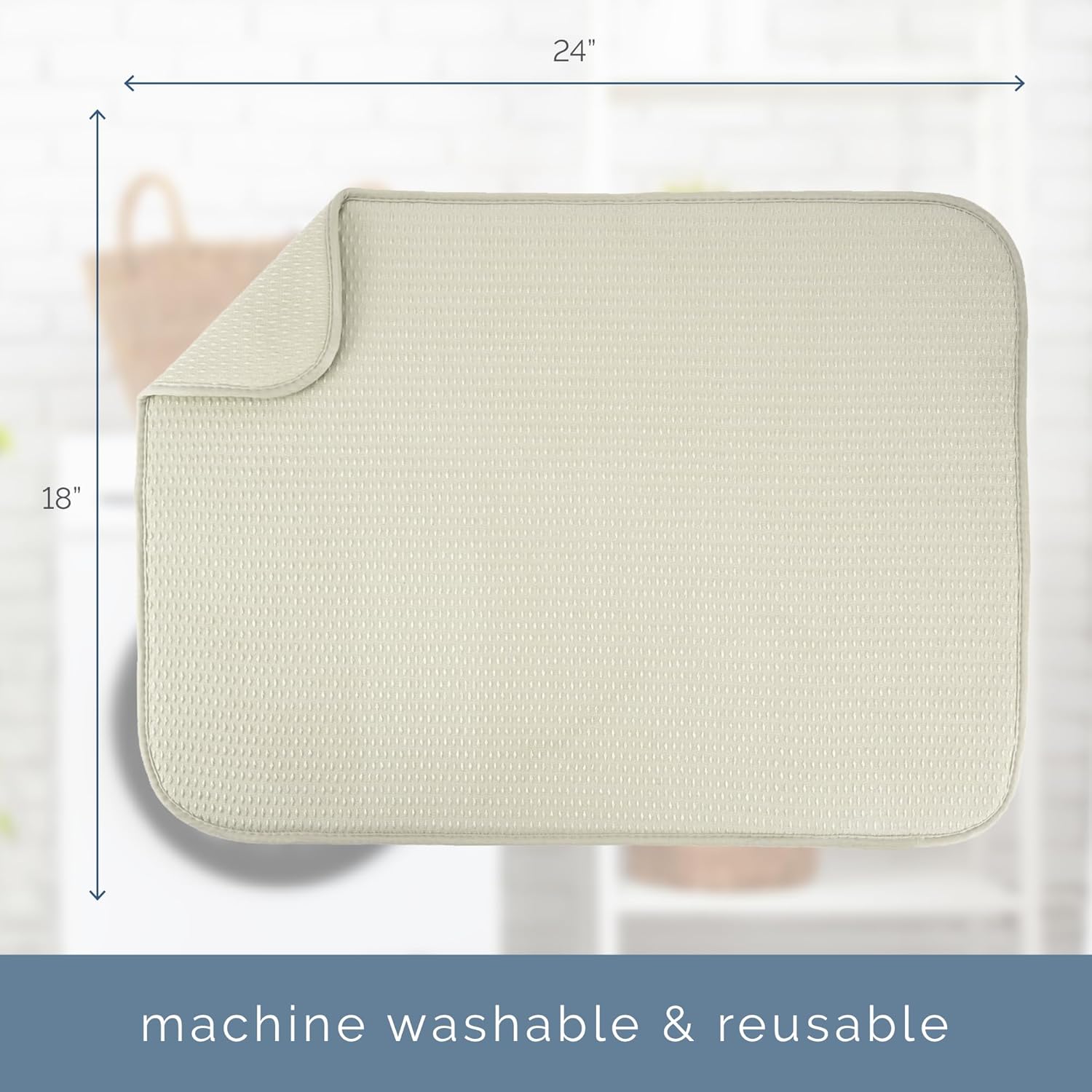S&T INC. XL Dish Drying Mat - Absorbent Microfiber Kitchen Counter Pad | 18” x 24”, Cream, Diamond Texture