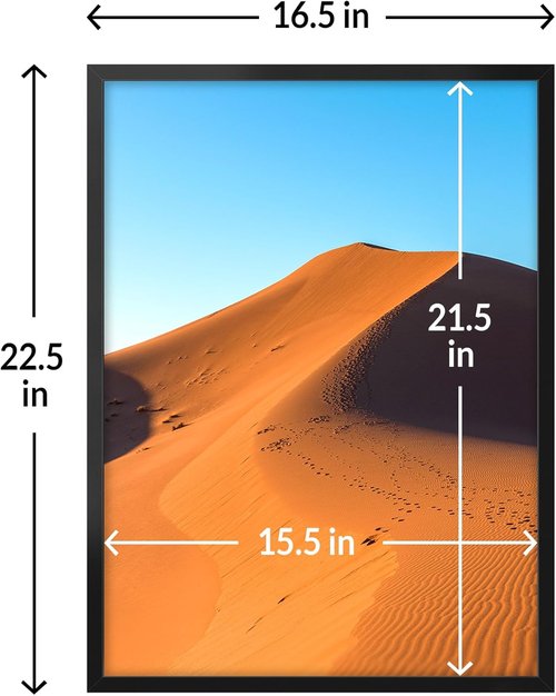LaVie Home 16x22 Black Picture Frame - HD Plexiglass for Vertical/Horizontal Display | Classic Collection