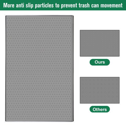 Trash Can Mat, Silicone Material with Non-Slip Particles to Prevent Trash Can Movement and Protect Floors, Raised Edges to Prevent Spills, Suitable for Kitchen, Living Room, Bedroom (11.8"x18.9")