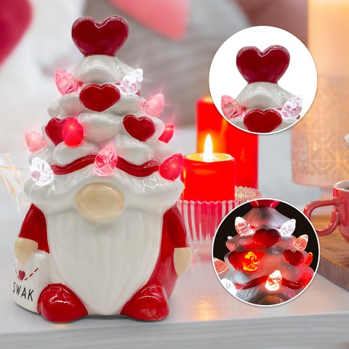 Valentines Day Decorations, Small Valentine Gnomes Decor, Valentines Day Decor, Valentine's Day Decorations, Valentine Ceramic Tree Gnome Decoration for Home, Table