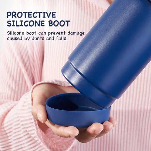 Kerilyn Kids Water Bottle - 12oz Stainless Steel Insulated Cup with Straws | Leak-Proof, BPA-Free, Blue