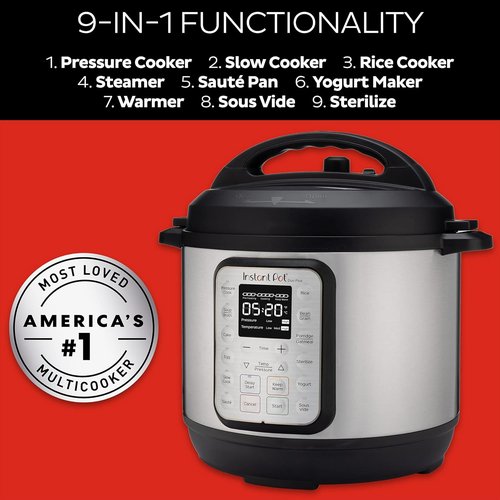 Instant Pot Duo Plus 9-in-1 Electric Pressure Cooker - Versatile Cooking & 800+ Recipes - Stainless Steel, 3 Quart