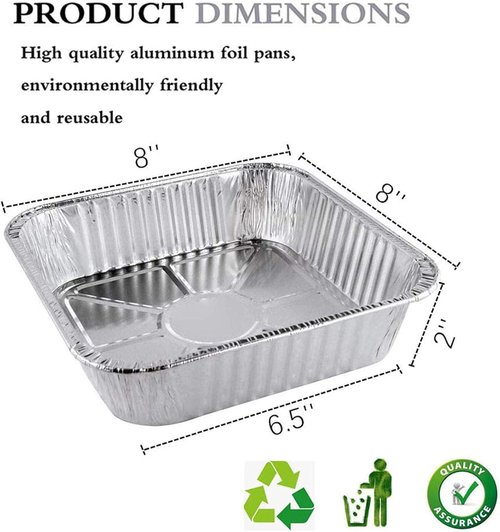 Ailelan Aluminum Foil Pans - 8x8 Disposable Cooking & Storage Pans | 50-Pack for Easy Food Prep