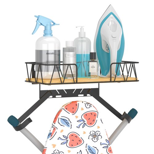 Vincona Ironing Board Hanger with Removable Hooks, Ironing Board Holder Wall Mounted for T/Y Leg, Space Saving Iron Holder for Laundry Room Storage and Organization, Black