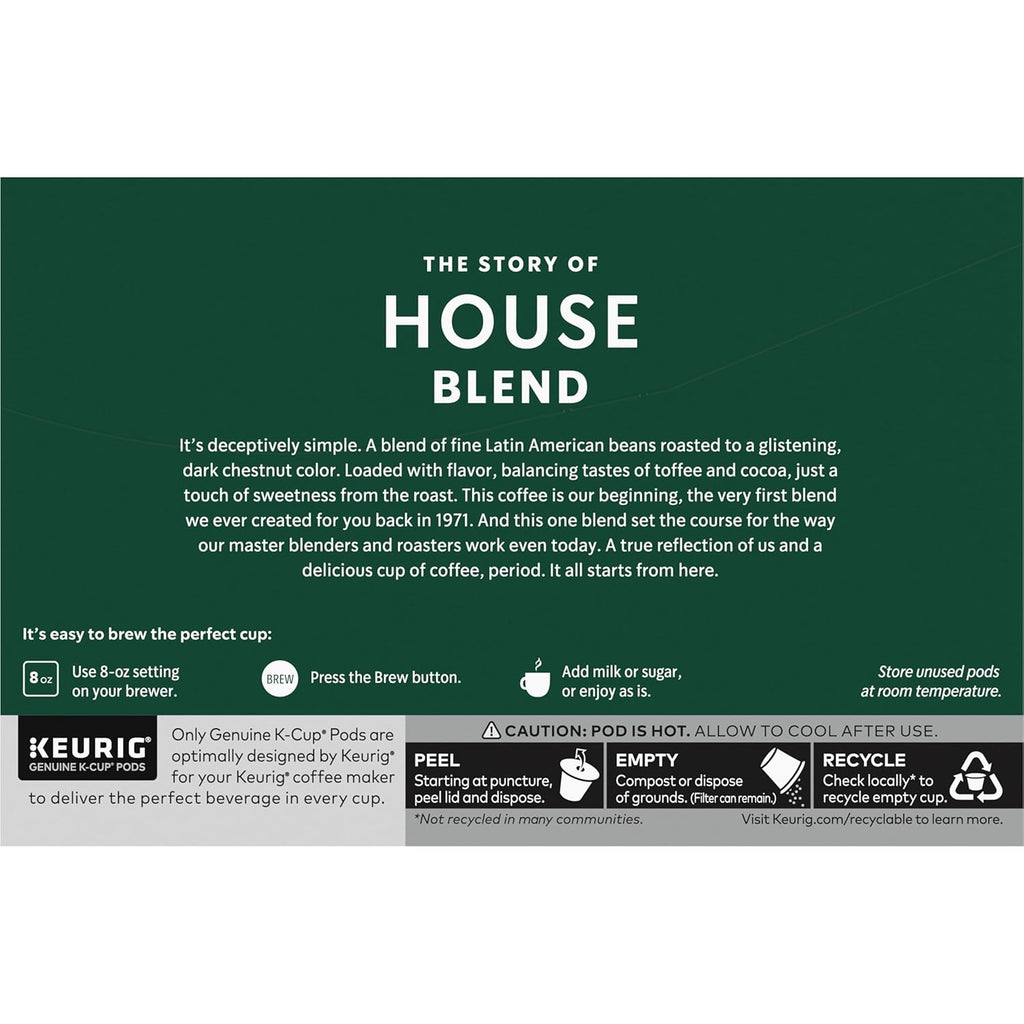 Starbucks K-Cup Coffee Pods - Medium Roast House Blend for Hot or Iced Coffee | 10 Pods
