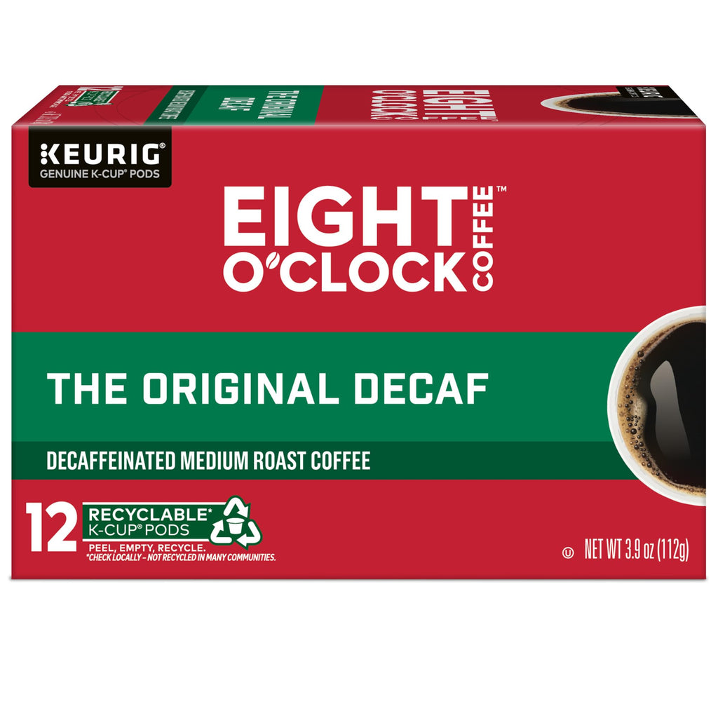Eight O'Clock Coffee The Original Decaf, Single-Serve Coffee K-Cup Pods, Medium Roast, 12 Count (Pack of 6)
