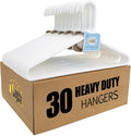 Quality White Plastic Hangers - Super Heavy Duty 30-Pack for Clothes & Accessories | Thick Standard Closet Hangers (White)