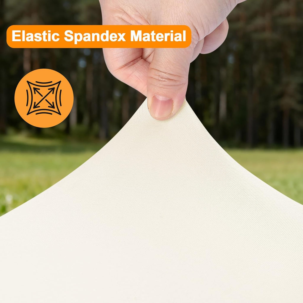 Stretchy Spandex Table Cover by [Brand Name] - 34" x 34" Ivory Fitted Tablecloth, Washable & Wrinkle-Resistant for Indoor/Outdoor Use