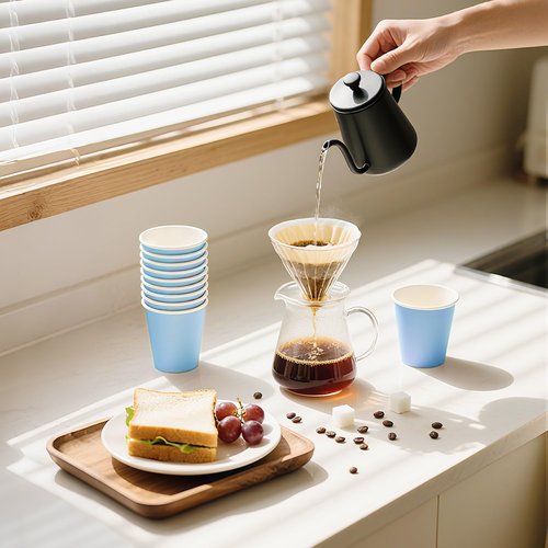 Leafory 4oz Mini Paper Cups, 100 Pack Disposable Bathroom Mouthwash Cups, Espresso Extraction Cup for Home, Office, Bathroom Use, Blue