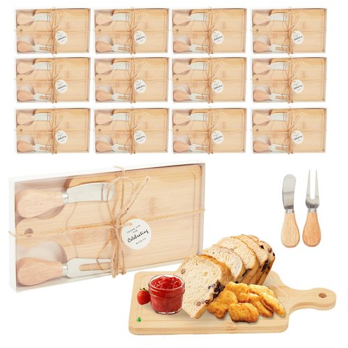 12 Set Bridal Baby Shower Wedding Party Favors Charcuterie Boards Bulk Cheese Mini Cutting Board Gift Set Bamboo with Thank You Tags for Guests for Valentine's Day Housewarming Christmas Birthday
