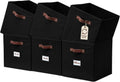 DECOMOMO Storage Bins - Fabric Cube Storage Bins with Labels | 10.5" x 11" | Set of 6, Black